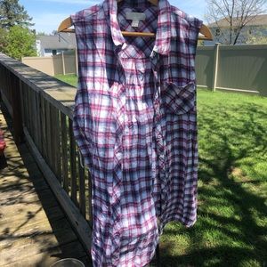 Long sleeveless flannel